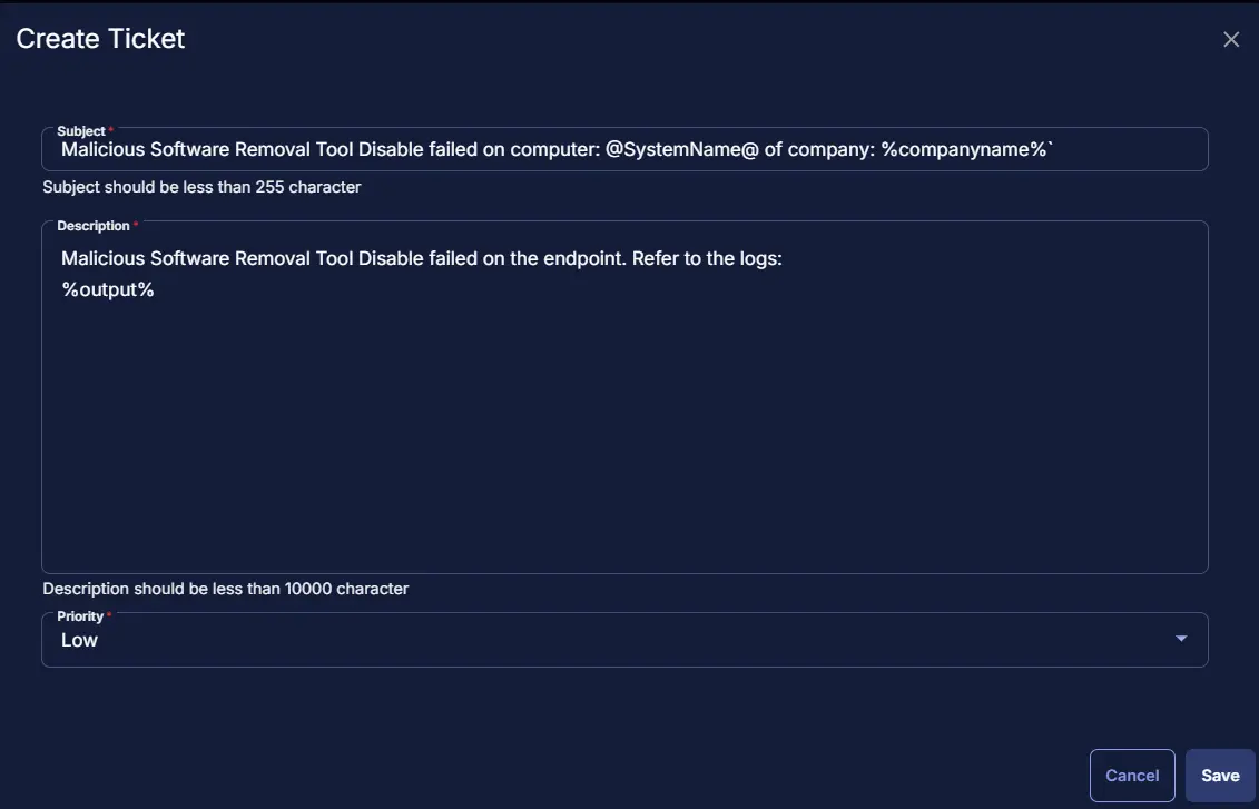 Create Ticket